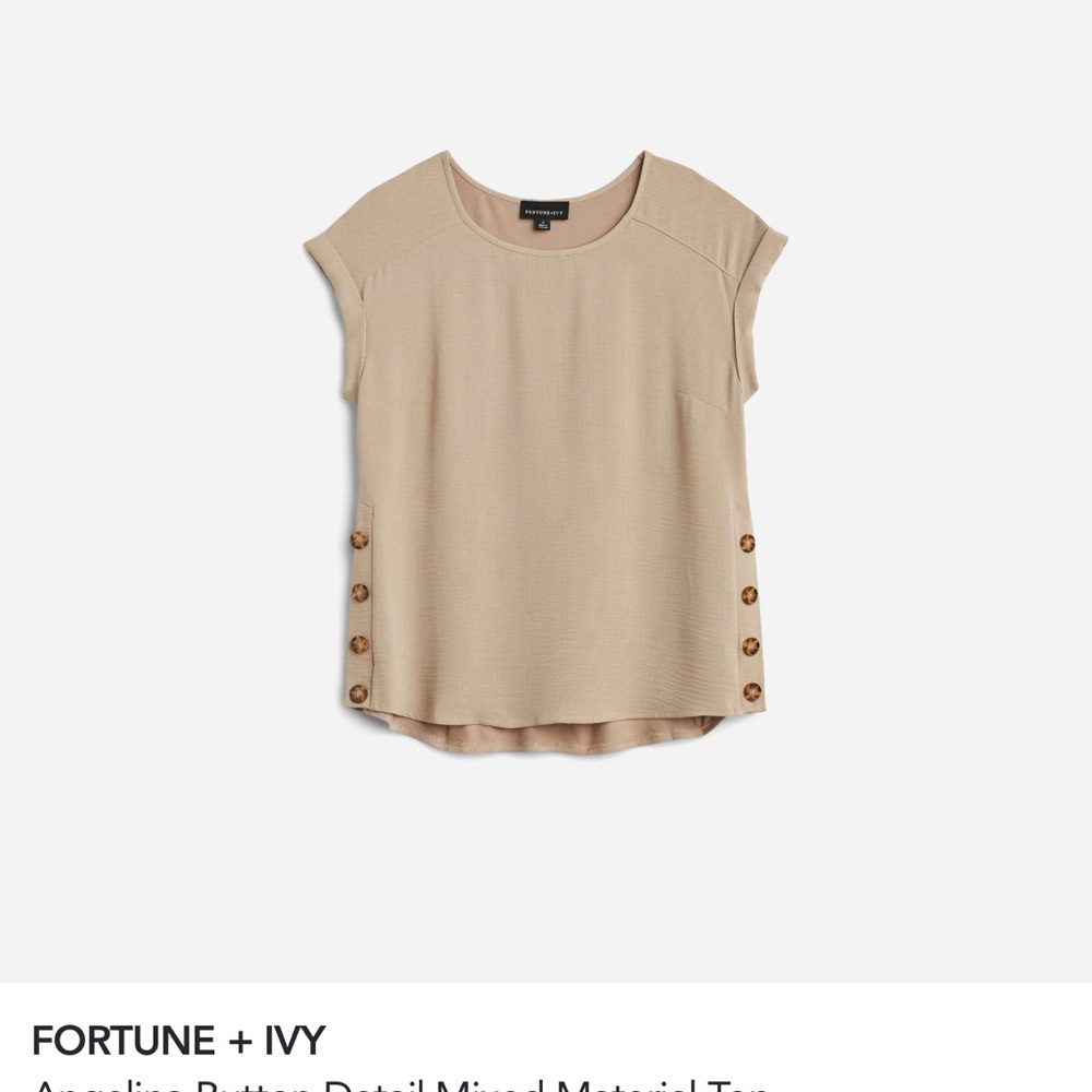 NWT Fortune and Ivy Angelina Mixed Material Top